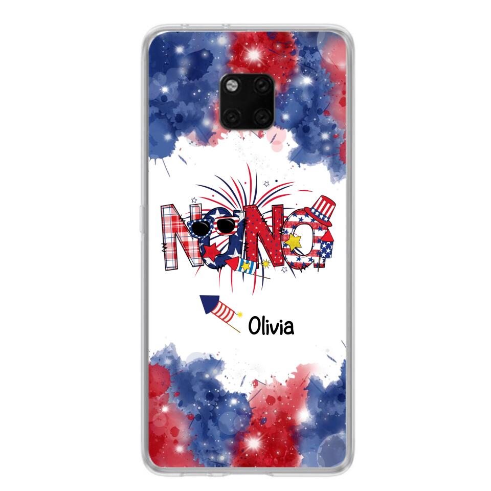 Custom Personalized Grandma Phone Case - 4th of July Mimi Phone Case With Child Names - Up To 10 Children - Gift Idea For Grandma - Cases For Oppo, Xiaomi And Huawei