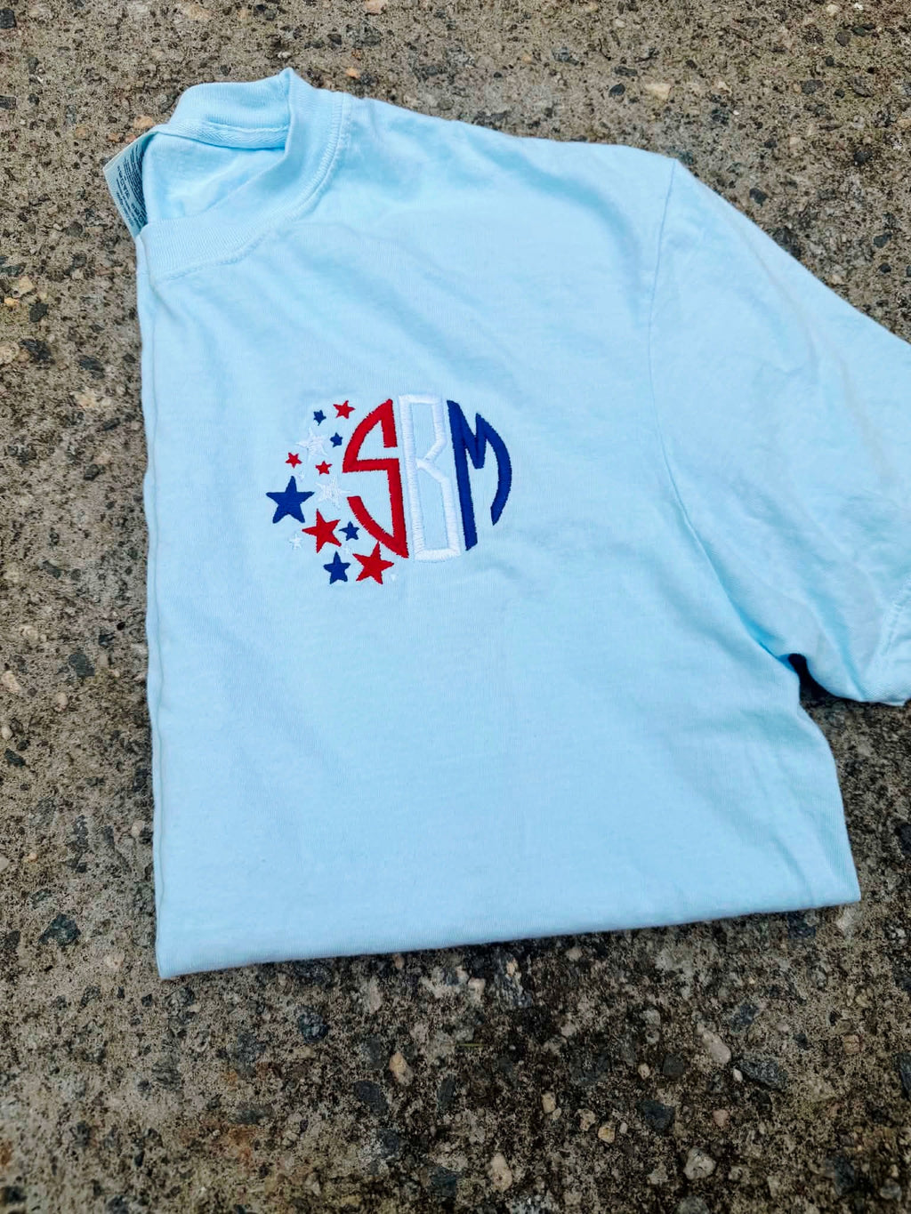 Star Spangled Monogram Embroidered Shirt | 4th of July | Red, White & Blue