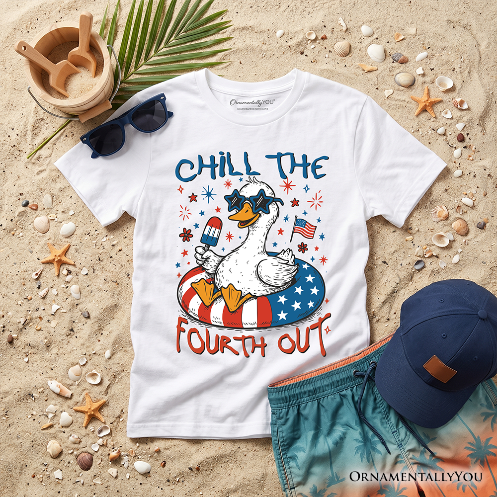 Kids Chill The Fourth Out Goose T-Shirt, Funny Youth Patriotic 4th of July Tee