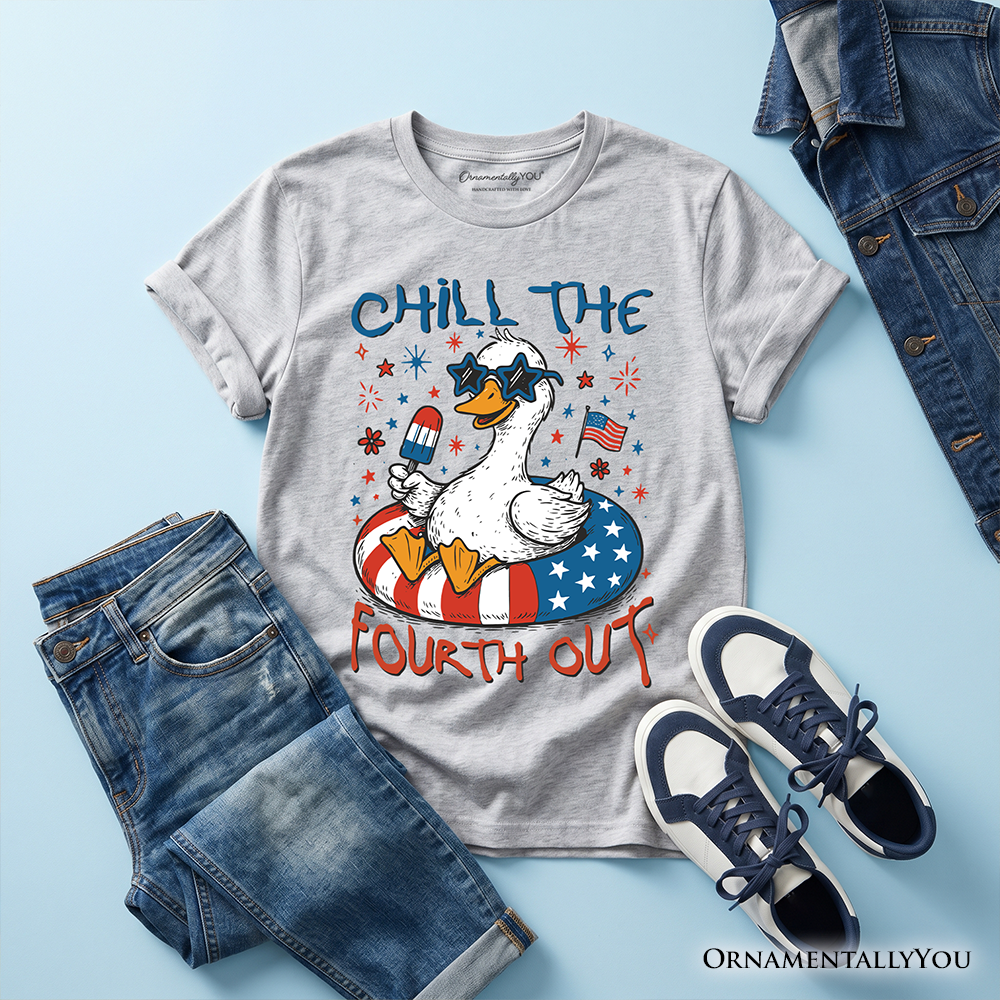 Kids Chill The Fourth Out Goose T-Shirt, Funny Youth Patriotic 4th of July Tee