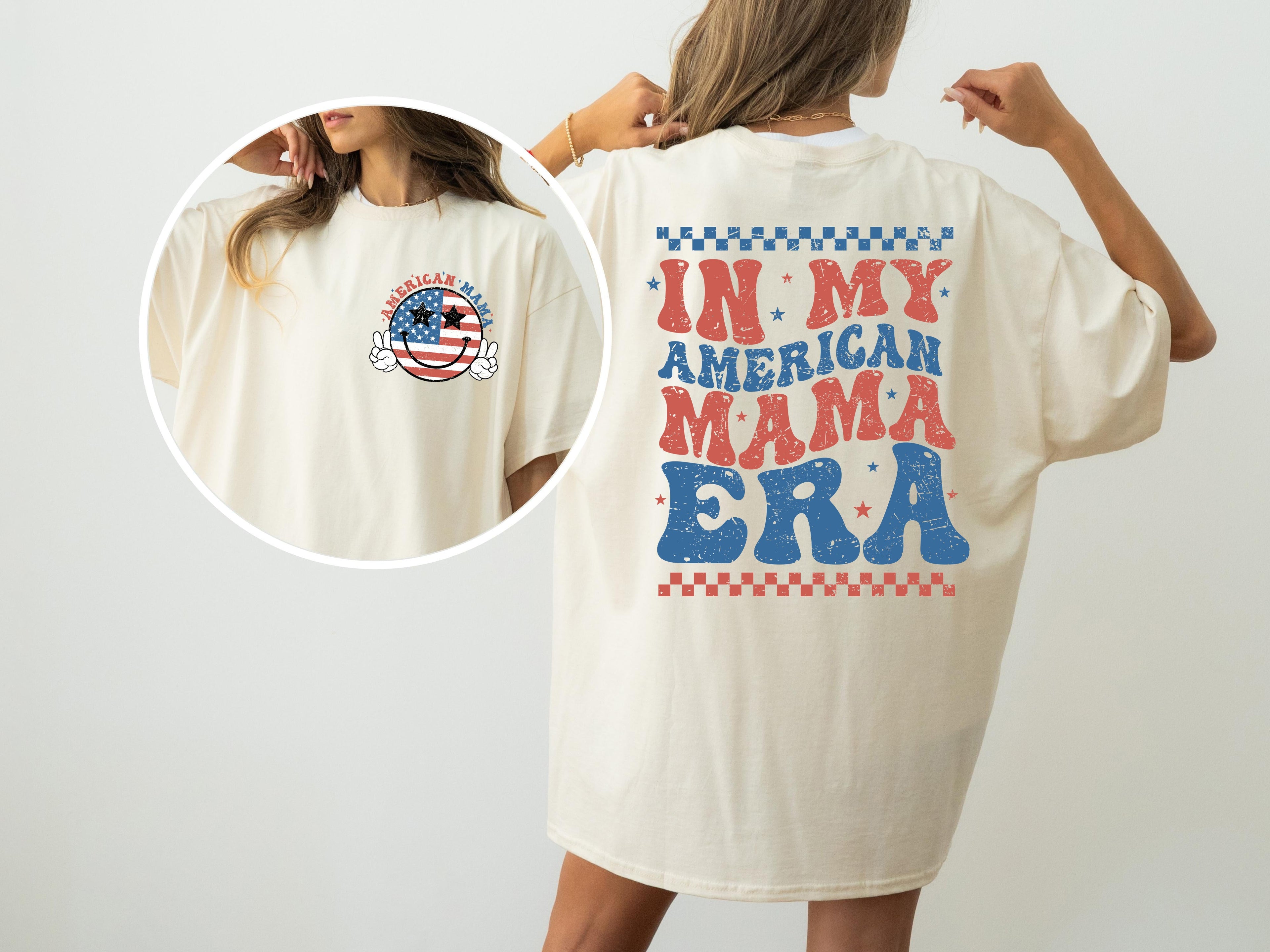 In My American Mama Era, Retro, Independence Day, America, USA, 4th of July, Fourth of July, Patriotic Tshirt Comfort Colors T-Shirt
